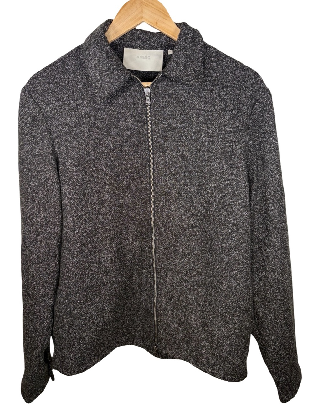 Ambig Heathered Zip-Front Jacket in Charcoal